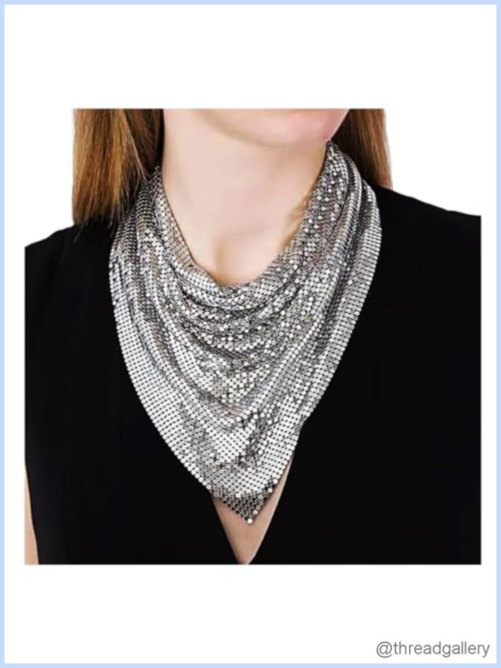 Sequin Metal Scarf Chain Shawl Necklace Party Costume Accessory